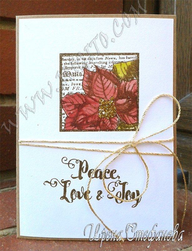 New Year's card with a poinsettia