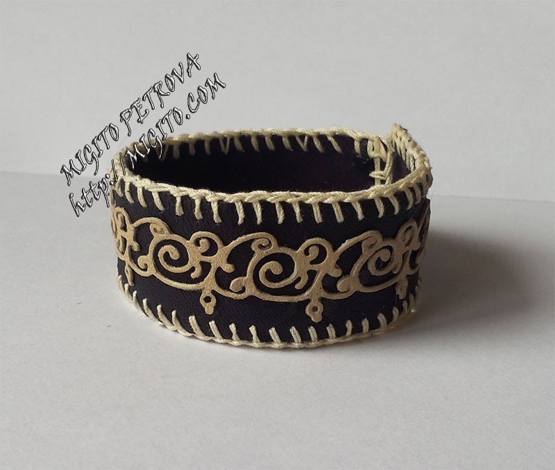 Hand made leather barslet with ornaments