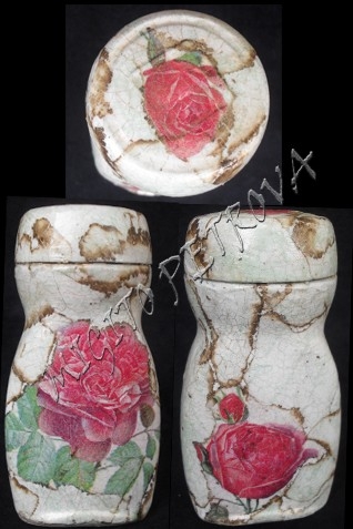 Jar with rose decoupage